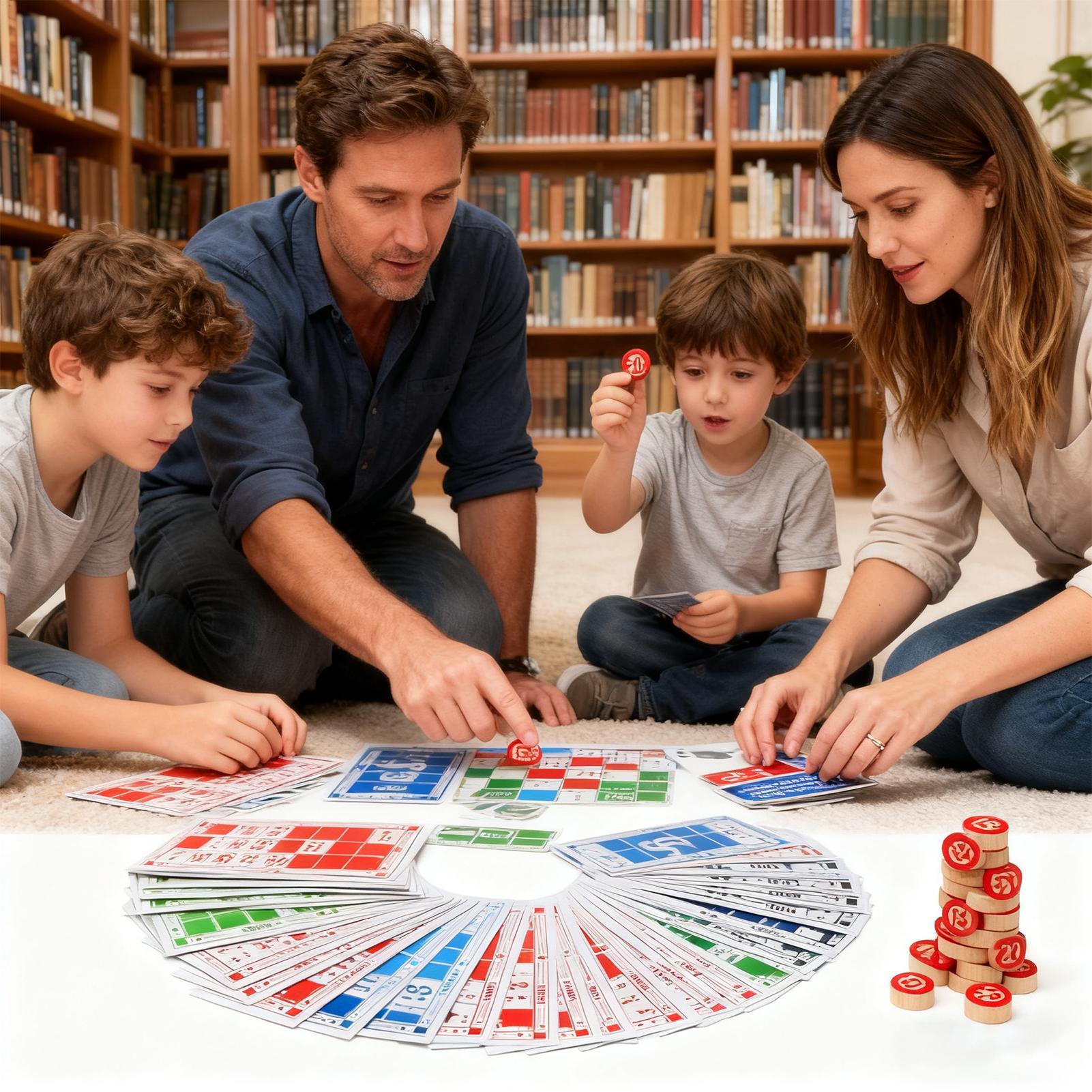Party Games For Large Groups - Bingo-Set, lustiges Vintage-Holzspielzeug, großes Druckkarten-Match, Schachspiel