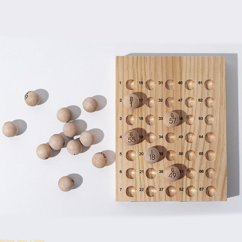 Party Games Easy - A0KA 75 Stück Bingo-Kugeln aus Naturholz,