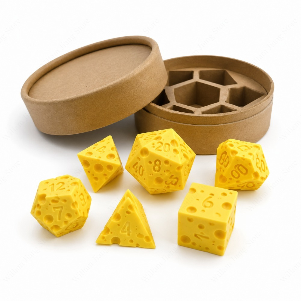 Party Games At Christmas - 3D-Gedrucktes Käse-Würfelset mit D4 D20 Würfeln