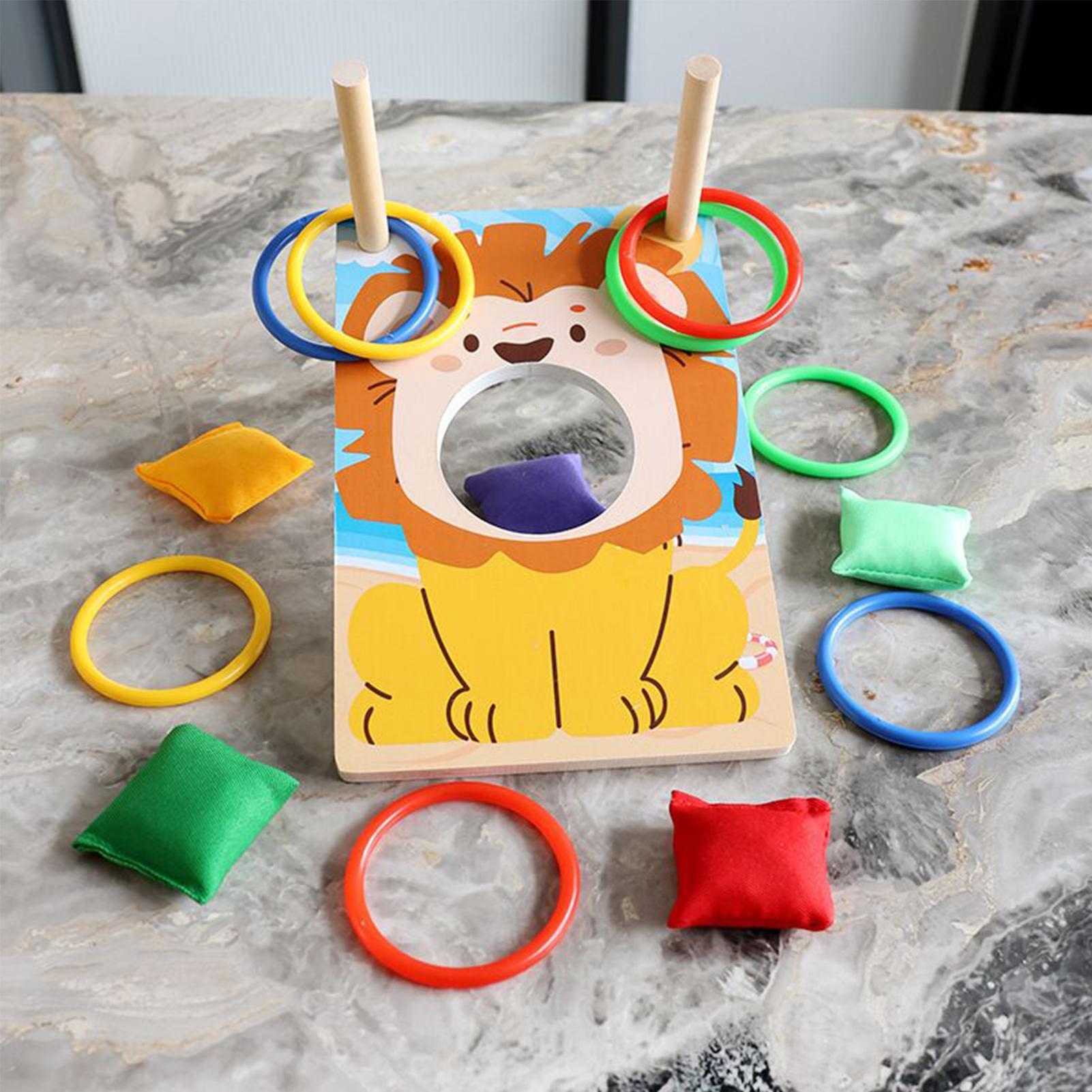 Party Games Adults Indoor - Hölzernes Sitzsack-Wurfspiel, Ring- und Taschenwurfspielzeug mit