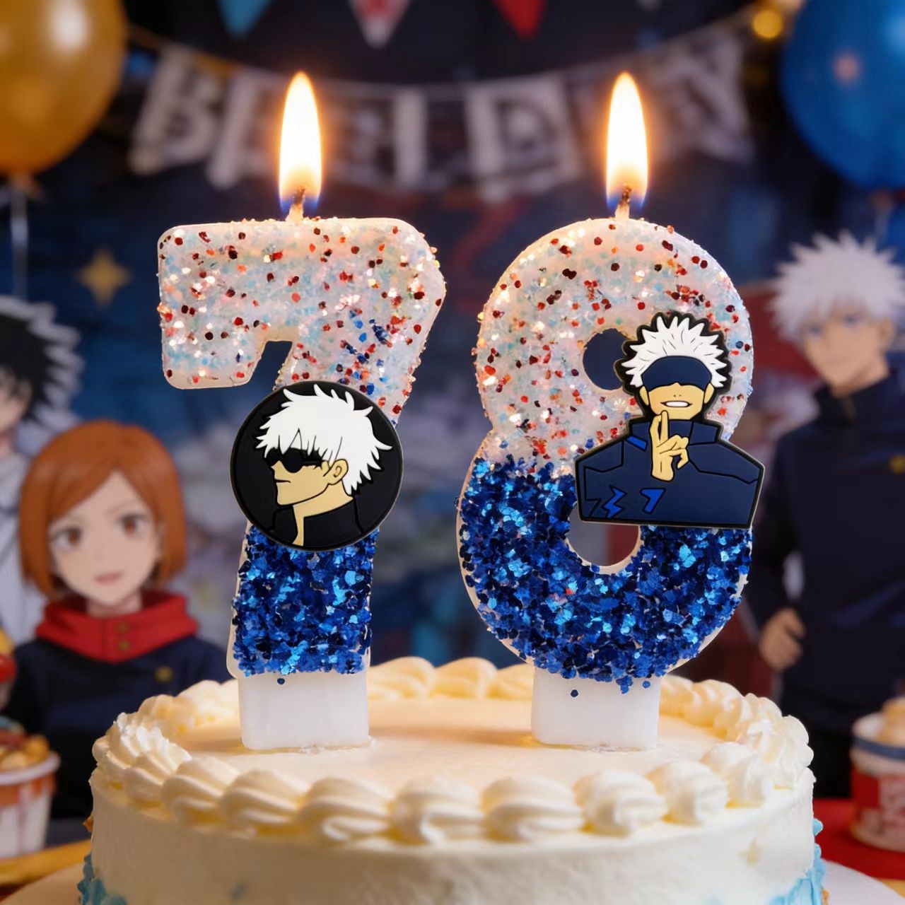 Party Games Baby Shower - Cartoon Jujutsu Kaisen Themen-Kerze Nummer 0-9