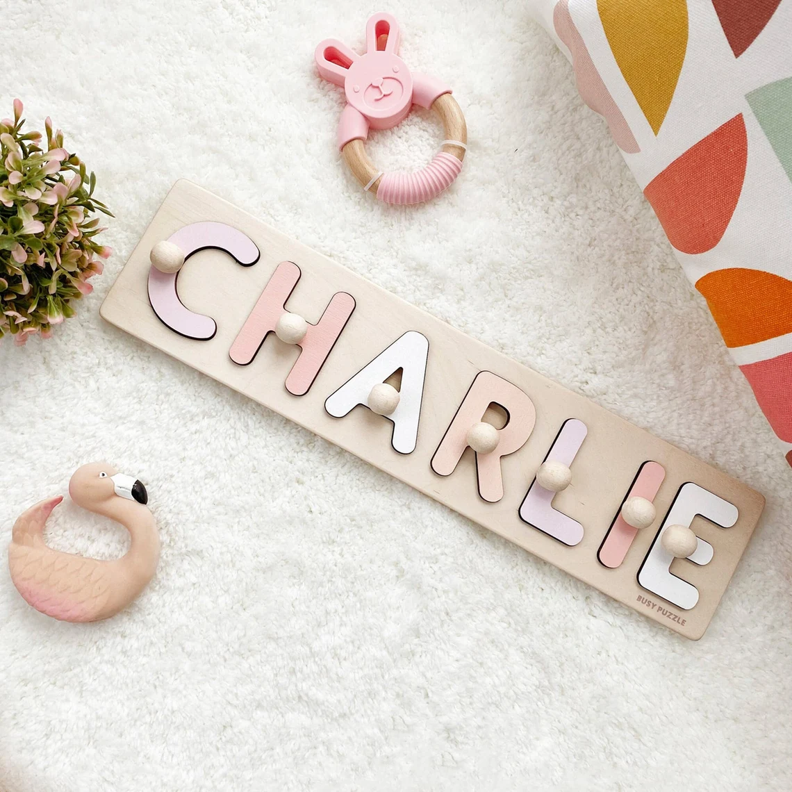 Party Games Baby Shower - Personalisiertes Namenspuzzle mit Klammern | Neue