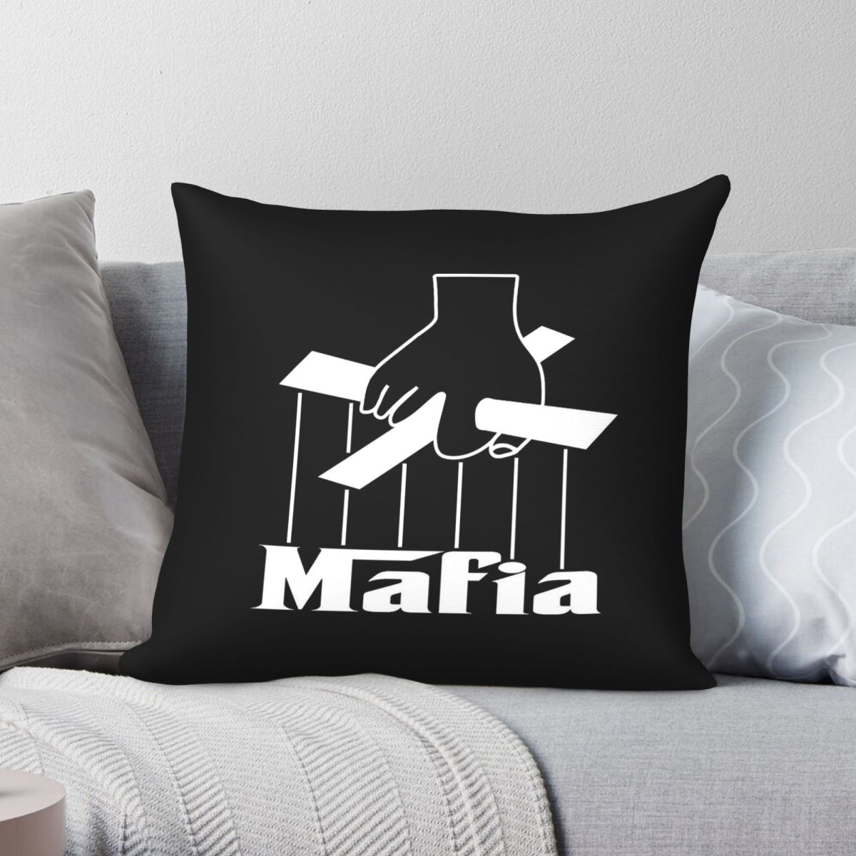 Party Games Mafia - Mafia Party Game Quadratischer Kissenbezug, Polyester,